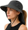 TOP-EX Pferdeschwanz Sonnenhut Damen mit Nackenschutz Sonnenschutz SPF 50 Sommerhut Breite Krempe Gartenhut Outdoor Fischerhut Wasserdicht & Faltbar Dunkelgrau X-Large