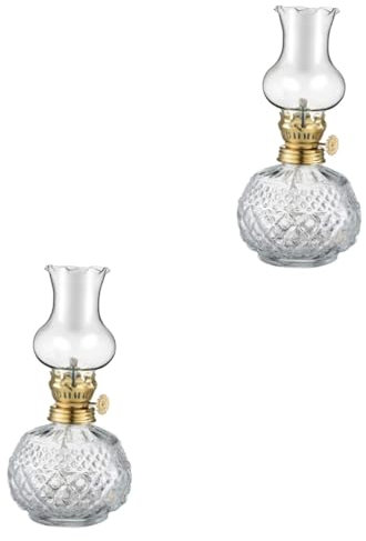 TOPBATHY 2St Petroleumlampe aus Glas Duft alte Lampe LED Diffusoren Gold bücherregal Dekoration buchregal Dekoration kerzenlöscher kerzenstifte Öllampen für den Innenbereich Sturmlaterne