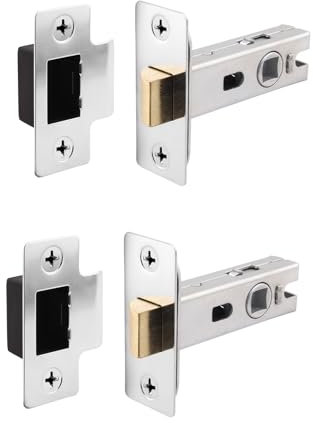 EAI Chrome Tubular Door Latch for Internal Doors - 2.5 Inch / 64mm - Pack of 2 Polished Chrome Tubular Mortice Latches