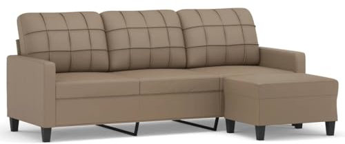 SXJEQOC Loungesessel Sofas & Couches Küchensofa Kleine Sofa - 3-Sitzer-Sofa mit Hocker Cappuccino-Braun 180 cm Kunstleder für Wohnzimmer Küche Schlafzimmer Esszimmer