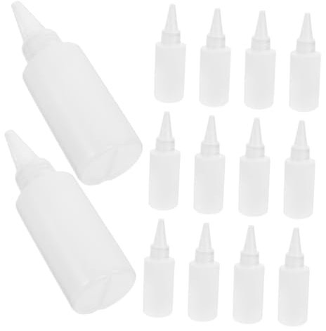 NUOBESTY 50pcs Rangoli Bottle Empty Applicator Squeeze Bottles Precision Nozzle for Glue Artistic Writing Plastic Paint Fine Tip