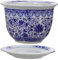 TOYANDONA Pot De Fleurs en Porcelaine Bleu Et Blanc Jardin Grand Extérieur Pots Terre Cuite Jardinière D'urne Cache-Pot Bleu Et Blanc Argile Plante D'intérieur Petit Casserole Céramique