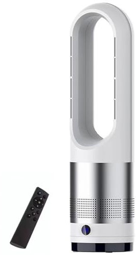 Termoventilatore e raffrescatore, Senza Pale, 1400 W, Torre con Regolazione della Temperatura e dello Spazio, Oscillazione a 80°, con Telecomando, Timer 8 Ore, Display LED.