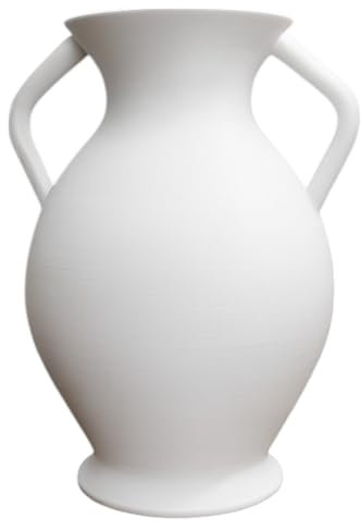 Vaso decorativo a forma di anfora greca, brocca in ceramica con due manici in stile antico, scultura decorativa per interni (bianco)