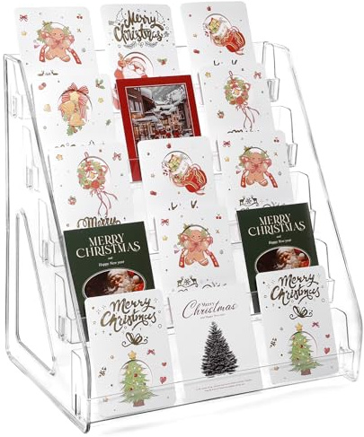 5-stufiger Postkartenständer Kartenständer für Grußkarten Sammelkarten | Kartenaufsteller, Displayständer Für Postkarten, Aufkleber, Lesezeichen, Stabiles Tischdisplay Für Laden, Markt, Messe