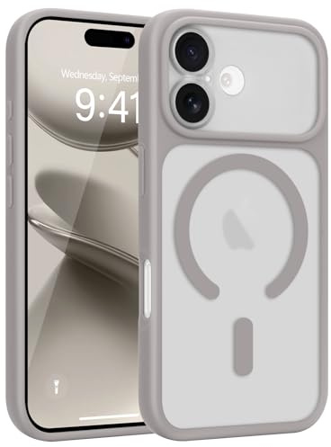 Wirvyuer for iPhone 16 Case Compatible with Magsafe Translucent Grey | Magnetic Matte Back Skin-feel Silicone Phone Case, Full Camera Protection Anti-scratch Shockproof Cover for Women Man, Grey