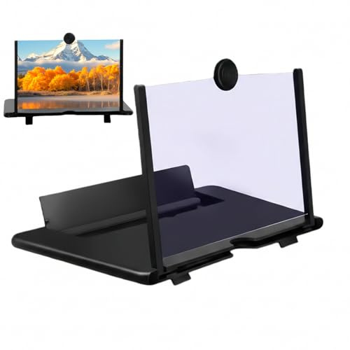 Cell Phone Screen Magnifier - 3D HD Foldable Screen Amplifier, Smartphone Video Projector Holder with Stand, Eye Protection Design | Portable Phone Magnifier for Movies, Videos, Games, All Phones