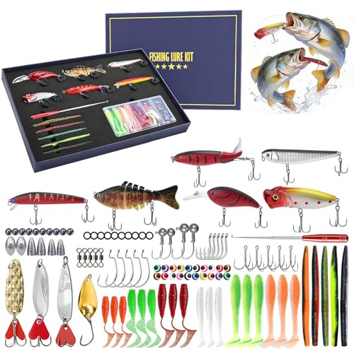 Geschenke für Angler, 104PCS Angelzubehör Überraschungsbox, Qualität Angeln Geschenk für Erwachsene Männer Frauen, Angel Sachen, Angel Geschenk, Angel-Mystery-Box, Geschenk Angler