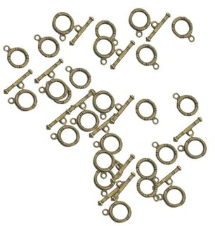 CYDZSRA Einzigartige runde Knebelverschlüsse aus Zinklegierung in Bronzefarbe. Ideal für kreative Projekte wie Schmuckherstellung. Jedes Set besteht aus Ring und Steg.