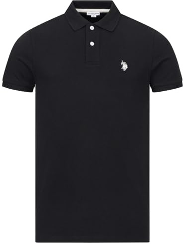 U.S. POLO ASSN. Herren Poloshirt (S-XXL) - 100% Baumwolle, Kurzarm, Basic - P029 - Schwarz-Weiss Größe S - Gr.S