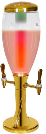 Dispensador de bebidas de 3 litros con doble grifo y depósito de hielo – Dispensador de cerveza portátil con LED de 7 colores para cerveza, vino, zumo de cerveza, fiestas, camping en casa