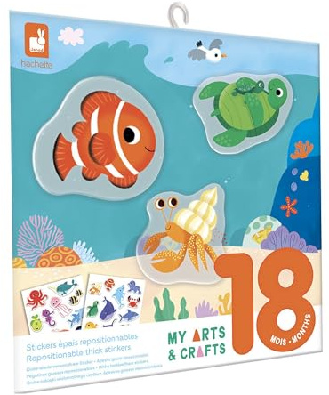 Janod Sticker Meerestiere - Kreatives Sticker-Set für Kinder.