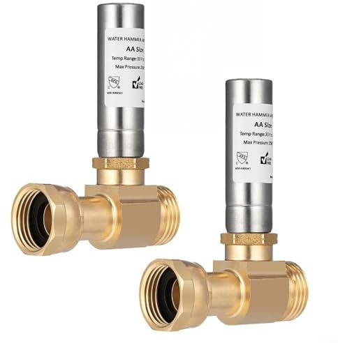 Alanmoship 2 Stück Messing Straight-Through Water Hammer Arrestor 3/4 Zoll NH für Waschmaschine Sanitär Geräuschreduzierung, horizontale oder vertikale Installation