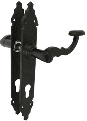 Amig - Juego de 2 Manillas para Puertas de Paso Mod.100PB90 - Bocallave a 90 mm - 280 x 45 x 3,5 mm - Cuadradillo 8 mm - Para Uso Con Cerraduras De Embutir - Tipo Forja - De Zamak Acabado en Negro