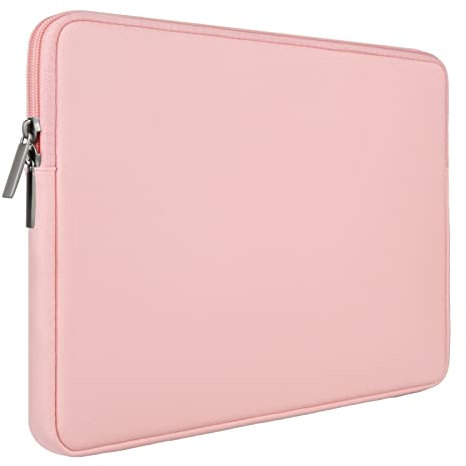 RAINYEAR 11 Inch Laptop Sleeve Soft PU Leather Case Protective Water Resistant Zipper Cover Padded Carrying Bag Compatible with 11.6 MacBook Air Surface for 11 Chromebook Notebook Computer(Pink)