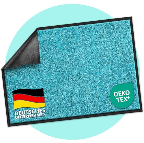 casa pura Schmutzfangmatte Rhine, Fußmatte, Türmatte für Eingangsbereich, Fußabtreter, Türvorleger, Sauberlaufmatte (90x120 cm, Türkis)