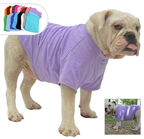 Lovelonglong Hund T-Shirt, 100% Baumwolle, Haustier T-Shirt, Hund-Unterhemd T-Shirts Für Französische Bulldoggen, Englische Bulldoggen, Möpse Violet B-S