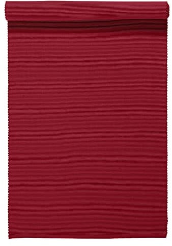 LINUM Uni Dekoratives Tischläufer für Esstisch 45x150 cm, 100% Gerippte Baumwolle, Maschinenwaschbar, Rot