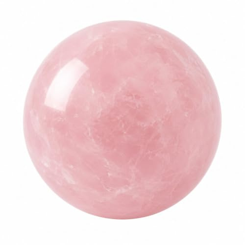Crystalmiracle Rose Quartz Sphère Cristal Pierre Précieuse De Guérison Reiki Feng Shui Vaastu Cadeau Bien-être Paix Méditation Artisanat Aura pour Unisexe, Rose Clair, 50 mm