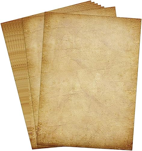 Antikes Vintage-Schreibpapier, 21,6 x 27,9 cm, Pergamentpapier zum Schreiben und Drucken, doppelseitiges antikes Alter-Scrapbook für Tagebuch, Kalligraphie, Einladungen und Zertifizierungen, 48 Stück