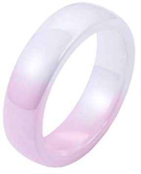 Joielavie 6MM Keramik Ring Farbverlauf Farbe Weiß Rosa Zweifarbiger Glatter Charme Allianz Ring Schmuck für Frauen Mädchen Größe 62(19,7)