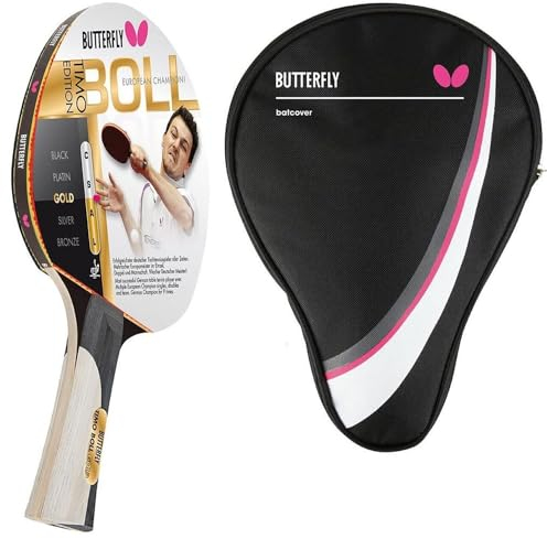 Butterfly® Timo Boll Gold 85020 Tischtennisschläger | Tischtennis Racket Bat TT Hobby & Freizeit | Trainingsschläger für geüpte Spieler | ITTF zertifizierter Pan Asia Belag | konkave Griffform