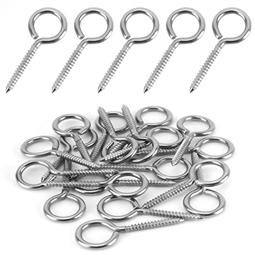 BELLE VOUS Confezione da 20 Vite a Occhiello in Acciaio Inossidabile - Viti M4 per Impieghi Gravosi 5,3 cm - Anelli a Vite Autofilettanti in Metallo per Amache, Sedie a Dondolo - Uso Interno/Esterno