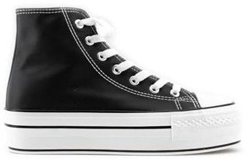MODELISA - Zapatilla Plataforma Cierre Cordón PU Estilo Casual Mujer (Negro, Sistema Tallas Calzado EU, Adulto, Mujer, Números, Mediano, 36)