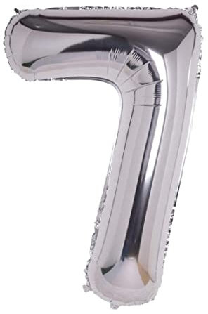 Folienballon silber nummer 7, Riese Luftballon Geburtstag 110cm, Folienballon Zahl ideal für Party, Jubiläum, Geburtstag, Zahlenballon, Helium