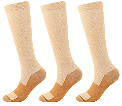 YCDZSW 3 Paar Kompressionsstrümpfe Damen und Herren, Sport Stützstrümpfe für Flug, Laufen,Wandern, Reisen, Radsport, Langes Stehen