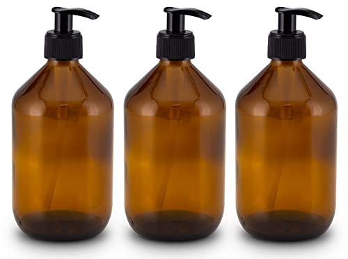 Lifestyle Lover Seifenspender aus Braunglas, Bernsteinfarben für Seife Spüli Shampoo Lotionen 500ml Braun Glas (3X 500ml Blanko)