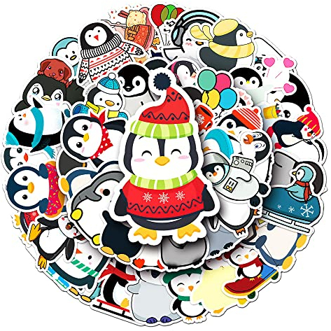 Lovely Penguin Stickers for Kids Boys Girls Teens, Cartoon Waterproof Stickers for Water Bottle Laptop Luggage Cup Phone Tablet Flasks Bike Notebook Car,Cute Birds Vinyl Decals Pack[Penguin-50Pcs]