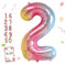 Smlpuame 102cm Folienballon Zahlen Luftballon 0-9 Geburtstag Regenbogen Farbverlauf, Große 2 Ballons für Geburtstagsfeier Feierdekorationen, Heliumfolien Zahlenballons für Hochzeitstag