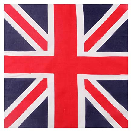 Union Jack Schal, 100 % Baumwolle, Männer und Damen, multifunktional, Paisleymuster, quadratischer Schal, Hals, Gesicht, Nase, Mundabdeckung, Kopfwickel, Gamasche, Cowboy, Taschentücher, Retro,