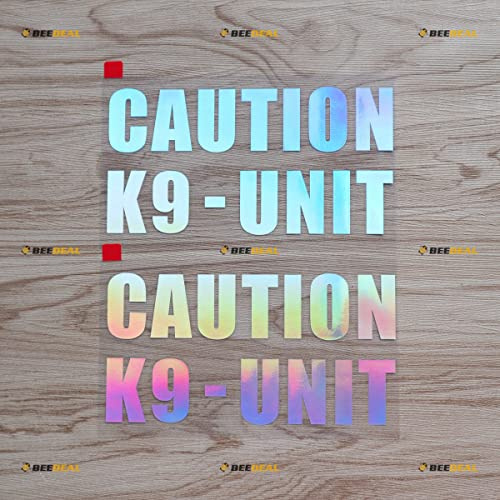 2er Pack Holografisch Irisierend Farbe, 15,2cm - Achtung K9 Einheit Wörter K-9 Polizei Hund Aufkleber Sticker Vinyl - für Auto Boot Laptop 05081