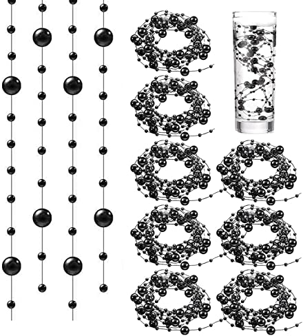 18 Pezzi Stringa di Perle Artificiali per Candele Galleggianti, Fili di Finte Perle per Il Riempimento di Vasi, per Decorazioni per la Casa e per Matrimoni, Accessori per Capelli da Sposa (Nero)