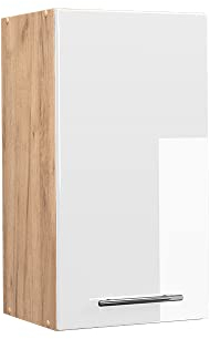 Vicco Hängeschrank Fame-Line, hängender Küchenschrank, Weiß Hochglanz/Goldkraft Eiche, 40 cm