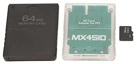 Septpenta Speicherkartenleser für PS2 Spielkonsolen, mit 64 G Speicherkarte und FMCB 64 MB Spielkarte, Stabiler Ersatz Speicherkartenadapter, Transparentes Weißes ABS und PCB Material(Dicke Maschine)