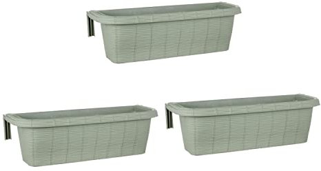 FRANKYSTAR Rondine 60 - set di 3 balconiere intrecciate da 60cm con agganci regolabili e riserva d'acqua (Salvia)