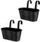 XZJMY 2 Stück hängende Blumentöpfe Metall Eisen Eimer Pflanzgefäß Metall Eimer Blumenhalter mit Haken Indoor Outdoor Dekor für Geländer Zaun Balkon Garten (Schwarz (28 x 13 x 22 cm)