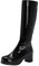 Stivali Alti Color Caramella Lucidi Donna,Stivali Cavallerizzo Zip Laterale per sfilate di Moda Casual,Stivali al Ginocchio Tacco Pelle Verniciata Sexy,Nero,37 EU