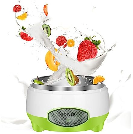 Haofy Yogurtera de 15W, Contenedor de Máquina de Yogur de Acero Inoxidable para Yogur Casero de Bricolaje (Enchufe Europeo 220V)