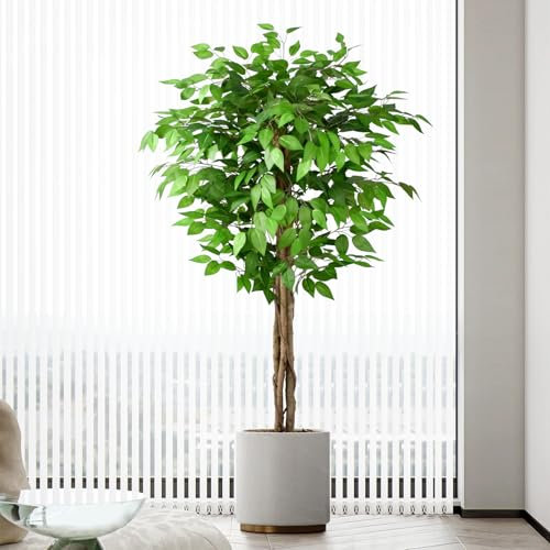 Keeplush Ficus Artificiale Pianta 150cm alta, Piante Finte da Interno Grandi con Tronchi Natural Ha 756 Foglie, Albero Artificiale Interni Per Soggiorno Ufficio Giardino Dec