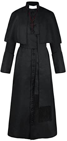 Priester Römische Klerus Soutane, Renaissance Mönch 6XL Pfarrer Kostüm Schwarz Mittelalter XXL Priester Kostüm Weiss Weiß Priester Römische XXXL Vintage Cassock 4XL Cosplay Klerus Robe