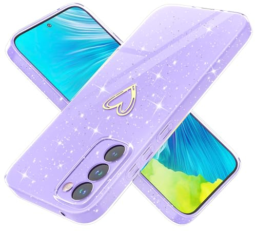 Yichxu Handyhülle für Samsung Galaxy S20 FE Hülle Glitzer Herz Love Silikon TPU Stoßfeste Schutz Bumper Case Cover Glänzend Ultra Dünn Kratzfeste Schutzhülle für Samsung S20 FE 4G/5G, Lila
