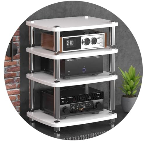 Gabinete De Audio HIFI De 4 Capas Bastidores Y Soportes De Alta Fidelidad Gabinete De Rack De Audio Estante AV Mesa De TV Pies Absorbentes - Componentes De Audio Y Video ( Color : Blanco , S : 60*48*7