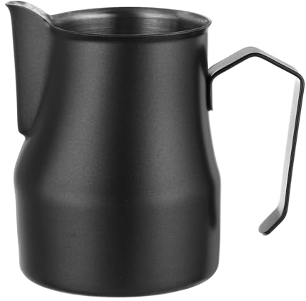 sourcing map Milk Frothing Pitcher, 15oz/450ml Stainless Steel Coffee Cup Mug Milk Frothing Pitcher Jug with Handle for Home Cafe Bar Restaurant Hotel, Black