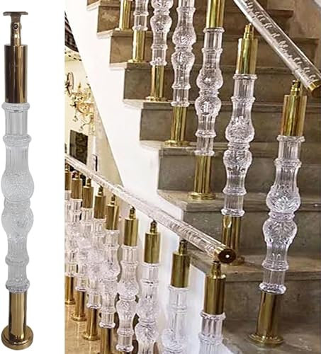 CIADAZ Clear Acrylic Newel Post For Loft Ladders, High 100cm 90cm 85cm 80cm, Loft Handrail Baluster Post With Stainless Steel Bracket (Size : 80cm/31.5 inch)-1/