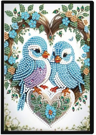 SHEGZHUC 14.5x21cm Diamond Painting Notizbuch A5 Blank Diamant Painting Notizbuch Diamant Malerei Notizbuch Diamond Painting Strass Special Spezialsteine Tagebuch Mädchen Geschenke Vogel Kolibri Kranz