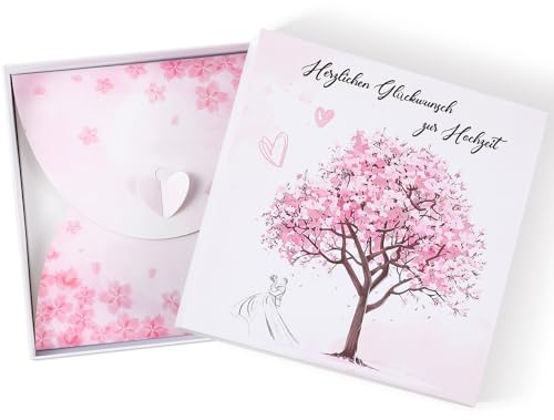 BBTO Hochzeit Geldgeschenk Hochzeitsgeschenke für Brautpaar Herzlichen Glückwunsch Geschenk zur Hochzeit Geldgeschenk Verpackung Hochzeitskarte für Brautpaar Herz Umschlag und Schachtel zur hochzeit